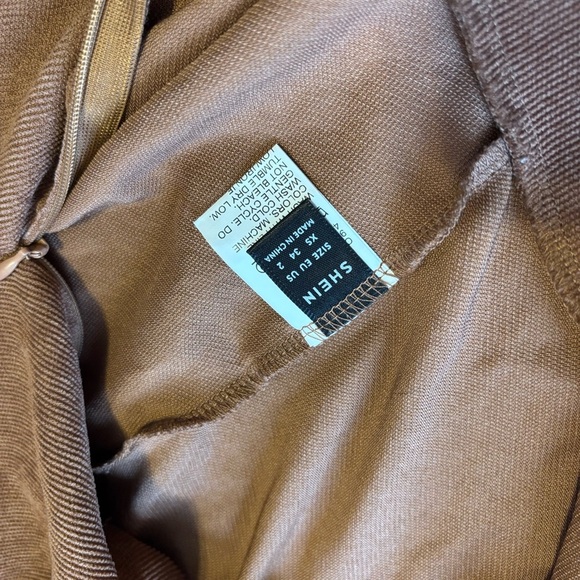 SHEIN Brown Tan Mini Skater Skirt High-Low Casual - Picture 3 of 3